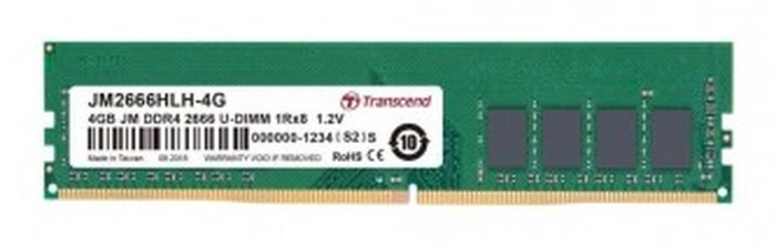 Barrette Mémoire TRANSCEND Desktop DDR4, 4GB JM DDR4 2666 U-DIMM 1 |JM2666HLH-4G