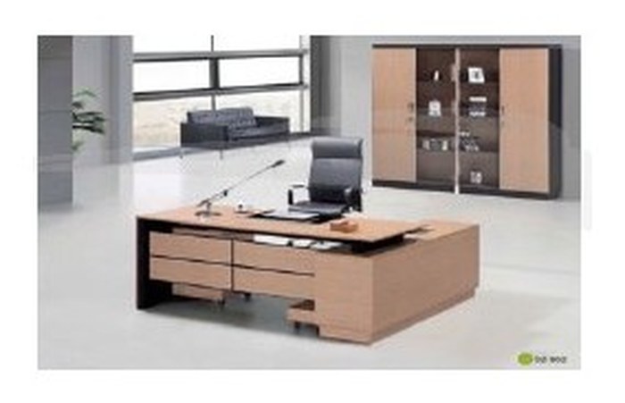Set \"ZEBRA\" bureau+retour+caisson 1800W*1800D*760H Zebra Oak