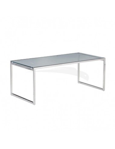 TABLE BASSE 60 x 120 cm en PU & chrome TRANSPARENT T-02G