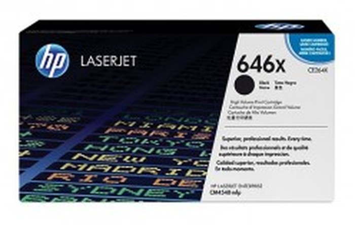 Cartouche authentique de toner noir haute capacité HP LaserJet 646X (CE264X)