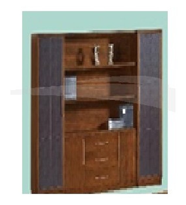 BIBLIOTHÈQUE DE BUREAU 240 x 40 x 200 cm, en bois et cuir