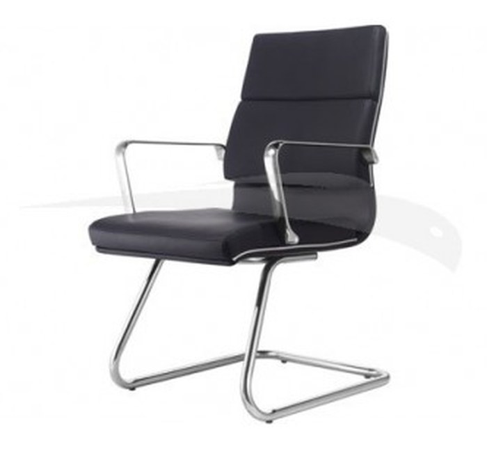 Fauteuil visiteur sur luge CASA en PU & aluminium NOIR FR002DN