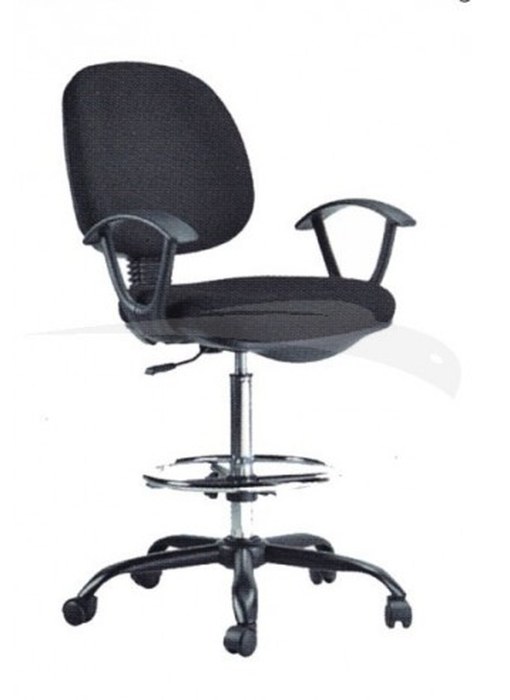 Tabouret sur roulettes en tissu & chrome NOIR EX1230BAR
