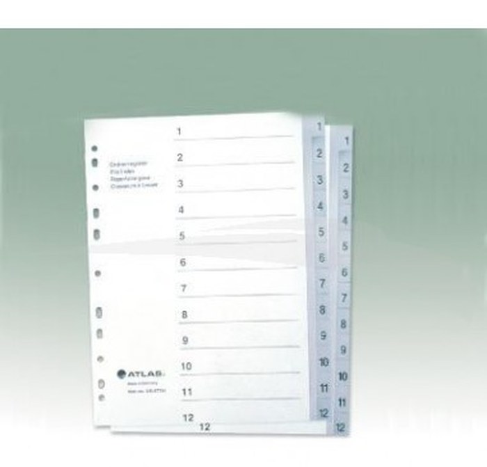 INTERCALAIRES MENSUELS ATLAS - 1 à 31 - A4 - Lot de 10 jeux d'intercalaires