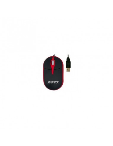 Port GEMMA Wired Mouse Black & Red Strip