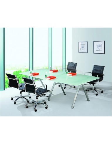 Table de réunion en verre & métal 240 cm