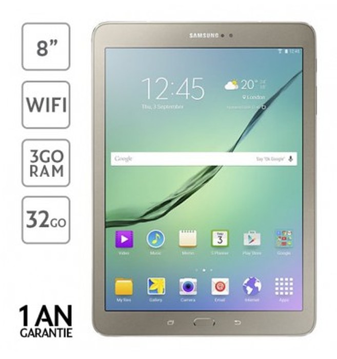 Samsung Galaxy Tab S2. T719 \" 8.0\" - WiFi\" Android 6.0 \" 32 Go HDD \" 3 Go Ram \" Gold - Garantie 1 An