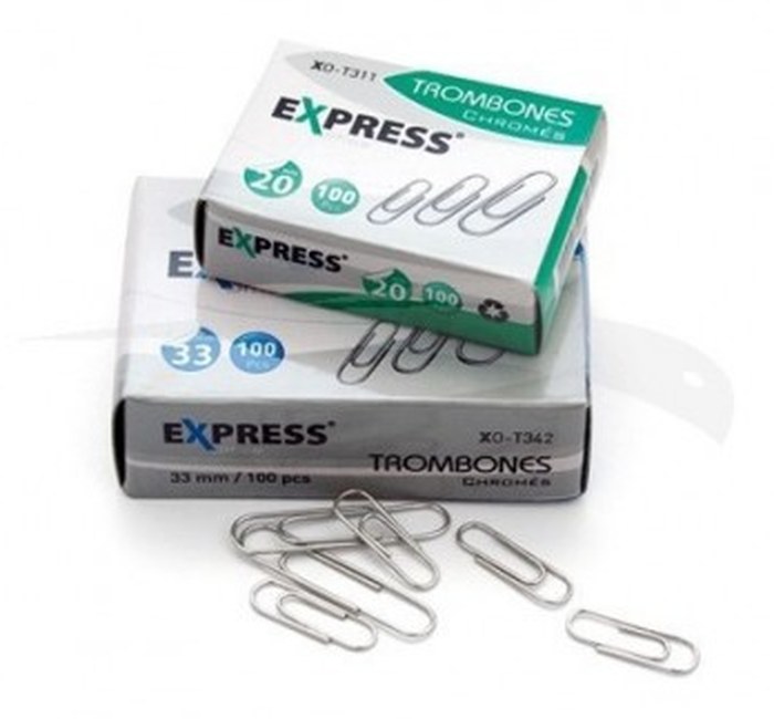 100 TROMBONES CHROMES - EXPRESS - 50 mm - lot de 10 boîtes