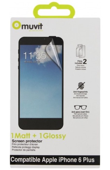 Set de dos Protectores Pantalla: 1 Mate - 1 Brillo Apple iPhone 6 Plus muvit