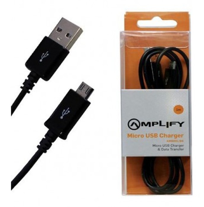 Cable AMPLIFY /Noir /USB to Micro USB /Charging cable - data cable / Up To 2A /1m