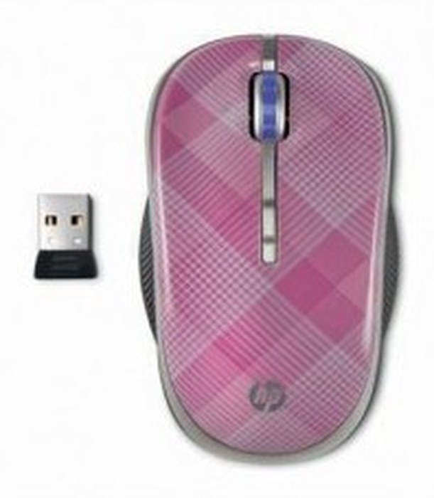 Souris optique mobile sans fil HP 2,4 GHz (raspberry plaid) (LG143AA)