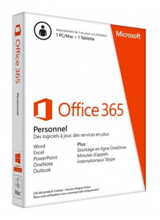 Microsoft Office 365 Personnel - Licence d'abonnement ( 1 an ) - Pour un 1 PC ou Mac + 1 tablette