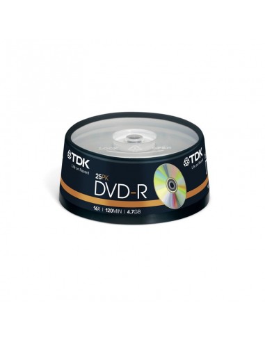 TDK T19416 DVD-R 4.7GB 120MIN 16X 25 Cakebox
